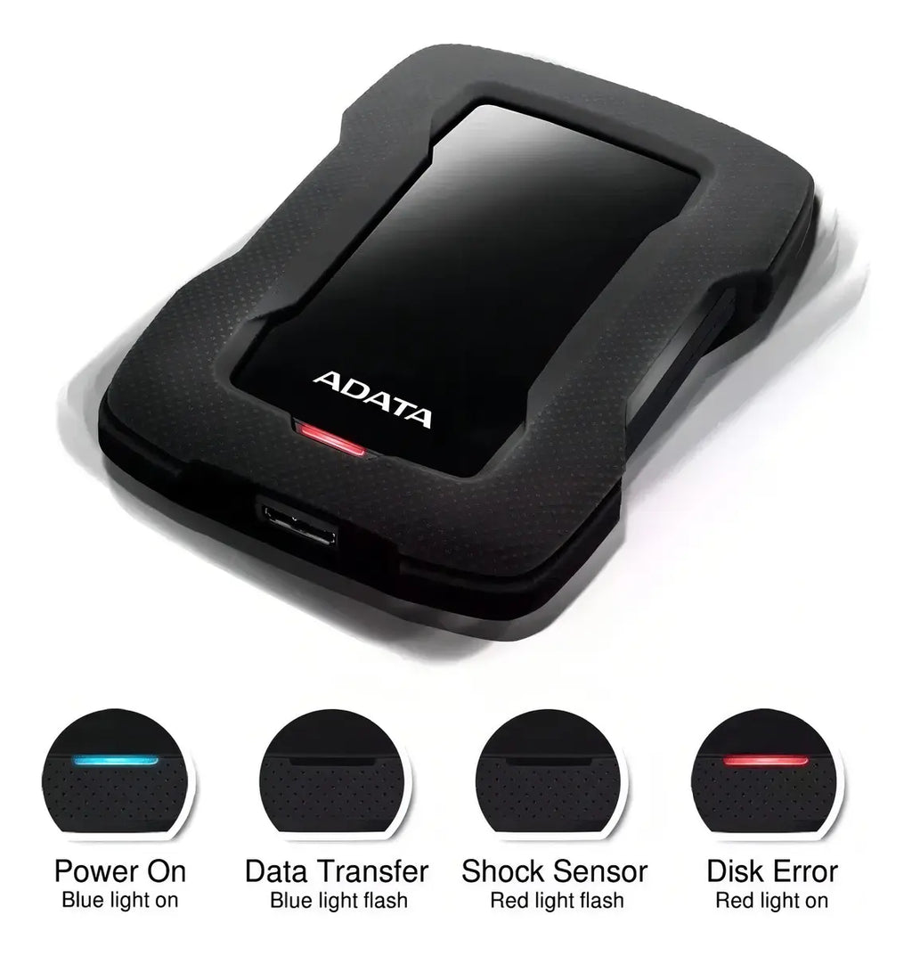 ADATA Disco Duro Externo 2TB Negro | USB 3.2 Gen 1 con Protección contra Impactos