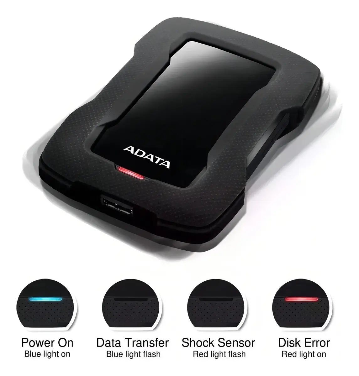 ADATA Disco Duro Externo 2TB Negro | USB 3.2 Gen 1 con Protección contra Impactos