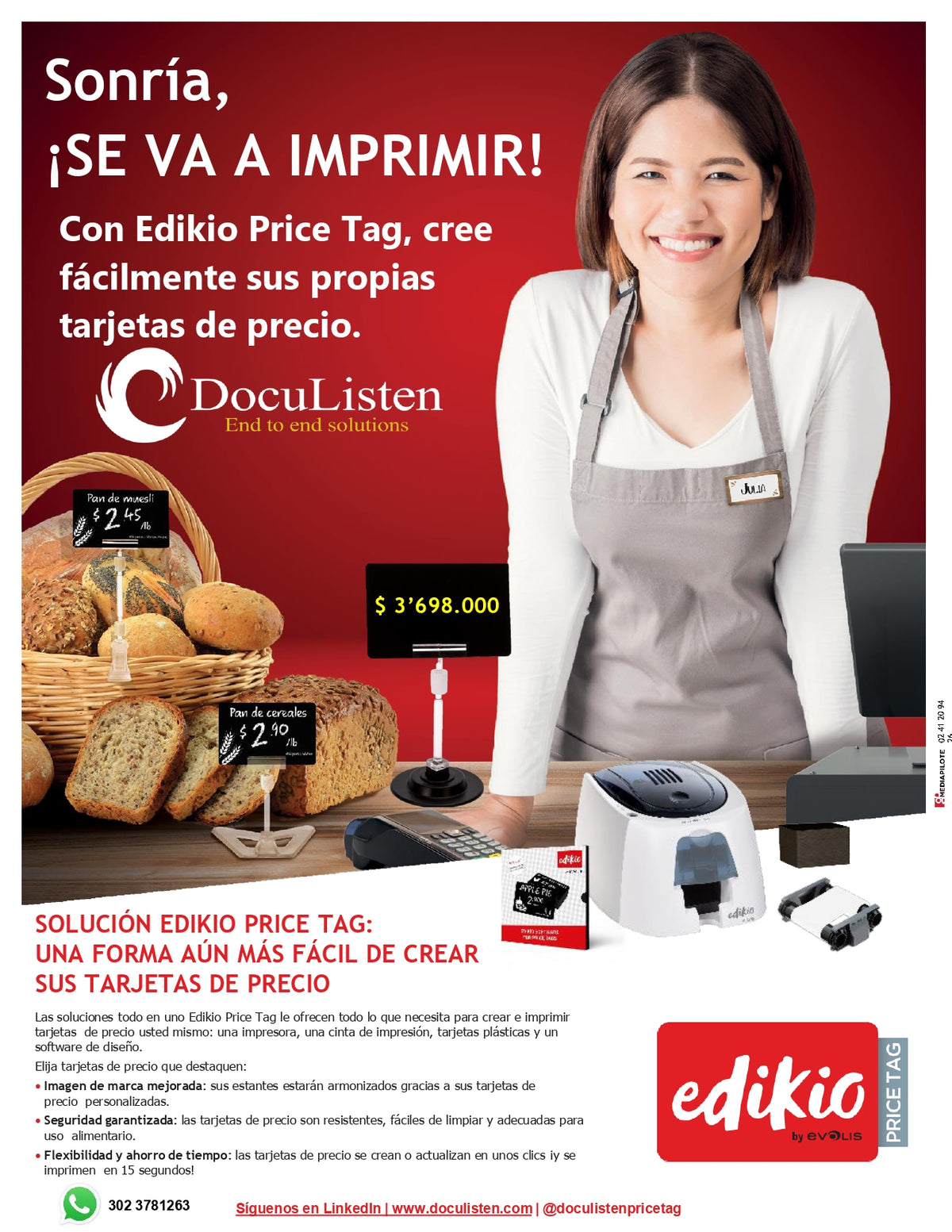 Impresora de Etiquetas de Precio Edikio Access Price Tag | Impresión Profesional en Tarjetas PVC