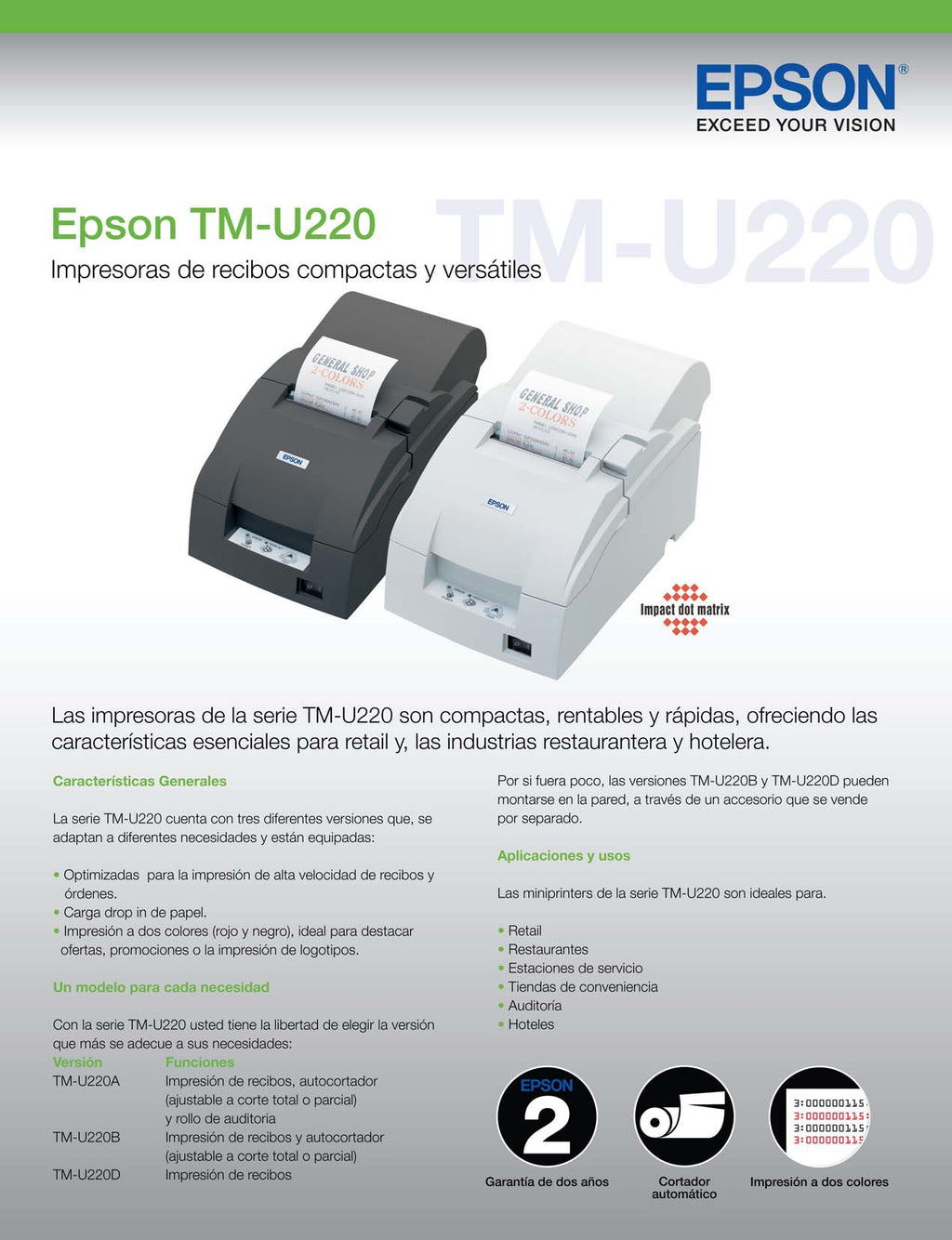 Impresora Epson TM-U220 | Impresora de Recibos y Comandas para Punto de Venta